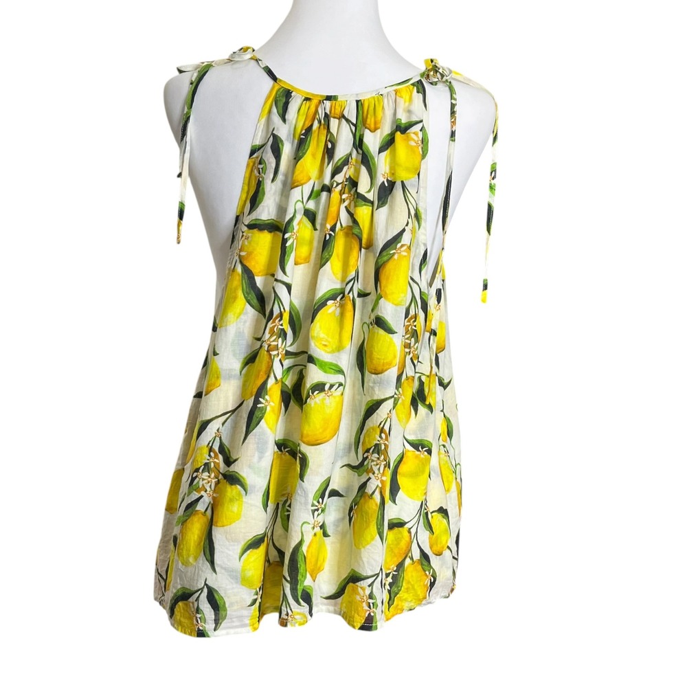 J.Crew Halter Top Women's Large Lemon Print Cotton Resort Coastal Summer Blouse - Picture 4 of 9